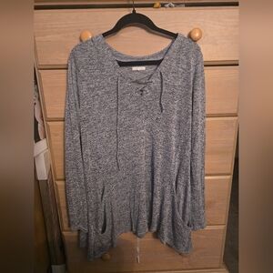 Maurices Heathered Gray Lace-Up Tunic